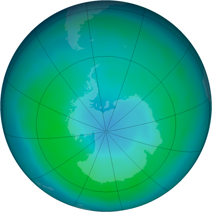 Antarctic ozone map for March 2013